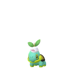 Sprite variocolor del juego Pokémon GO de Turtwig (Gems 2 2021 Noevolve)